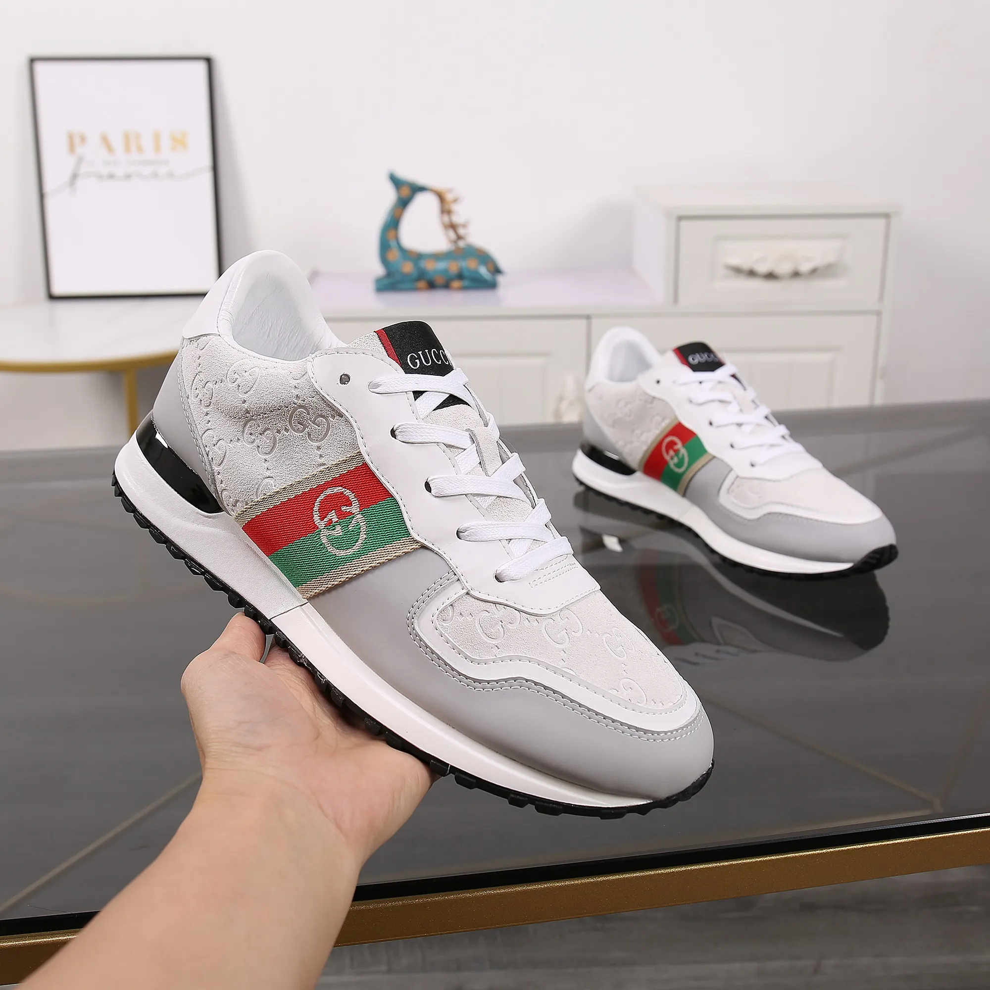 Factory price: 400💰The new spring model is here again! [Gucci Sports Men's Shoes] Gucci fashionable casual men's shoes🇨🇳Original 1:1 mold, new model debuts first💯Not high-profile but avant-garde, simple, low-key and fashionable, super versatile style🌿Made of original cowhide➕Sheepskin lining🎋The version is comfortable on the feet, first-class workmanship🍍Number: 38-44, customized 45